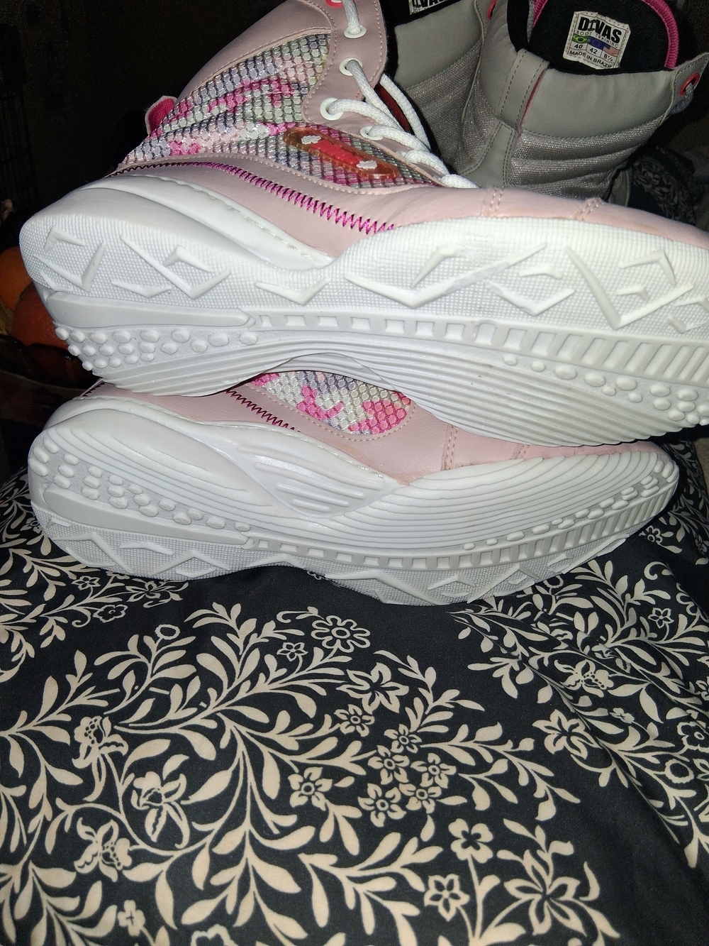 Women's Pink Fashion Sneakers with Multicolor Knit Panels